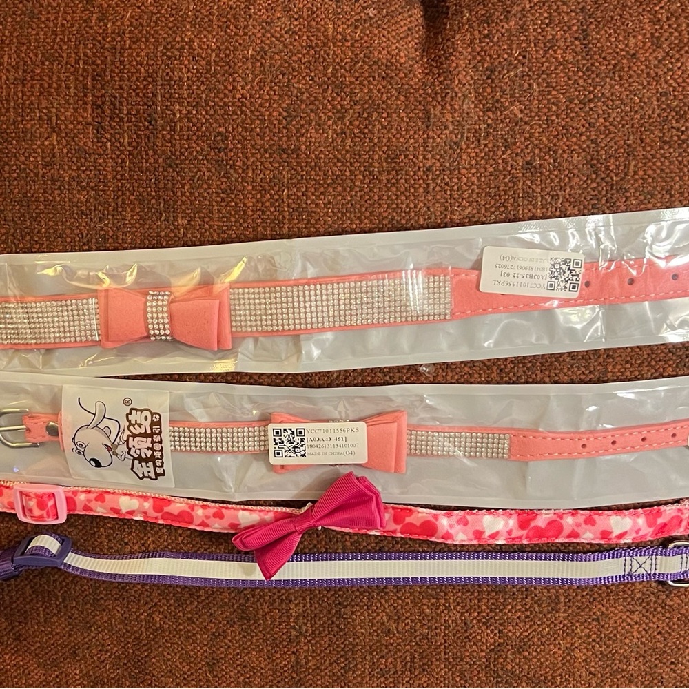 Pink and Purple dog collars